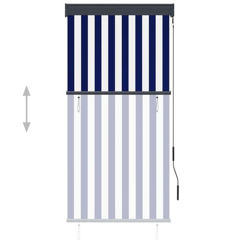 Udendørs rullegardin 80x250 cm blå og hvid