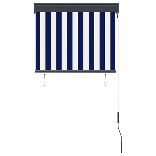 Udendørs rullegardin 80x250 cm blå og hvid