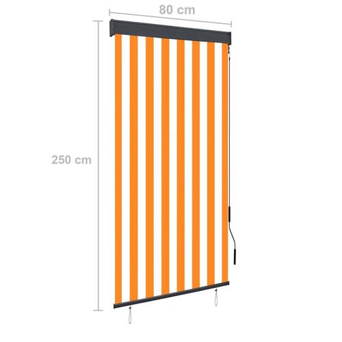 Udendørs rullegardin 80x250 cm hvid og orange