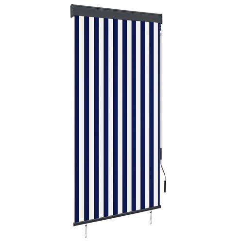 Udendørs rullegardin 100x250 cm blå og hvid