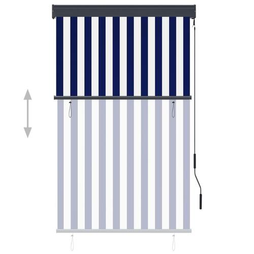 Udendørs rullegardin 100x250 cm blå og hvid