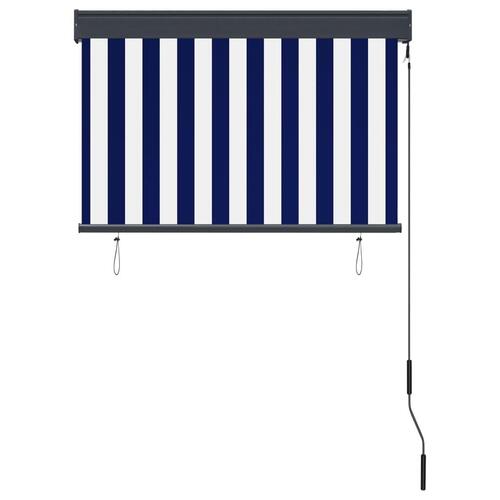 Udendørs rullegardin 100x250 cm blå og hvid