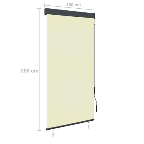 Udendørs rullegardin 100x250 cm cremefarvet