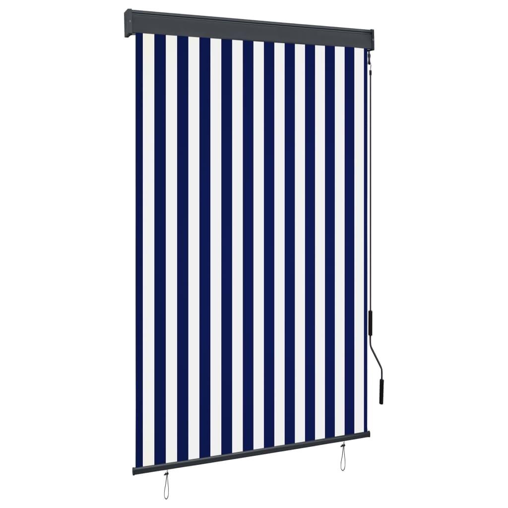 Udendørs rullegardin 120x250 cm blå og hvid