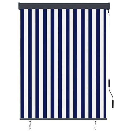 Udendørs rullegardin 120x250 cm blå og hvid