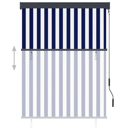 Udendørs rullegardin 120x250 cm blå og hvid