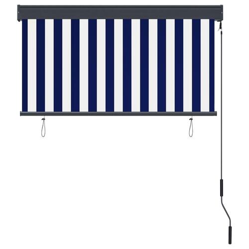 Udendørs rullegardin 120x250 cm blå og hvid