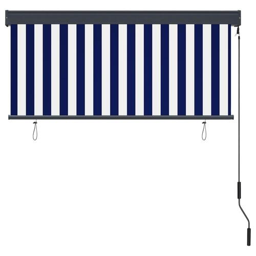 Udendørs rullegardin 140x250 cm blå og hvid