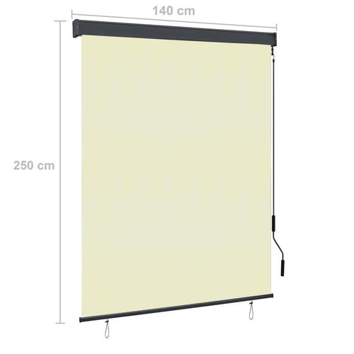 Udendørs rullegardin 140x250 cm cremefarvet