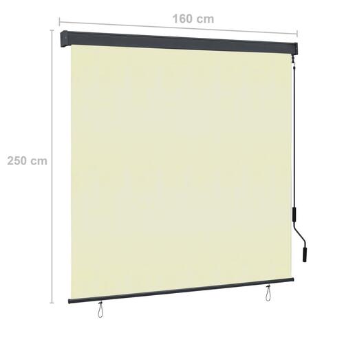 Udendørs rullegardin 160x250 cm cremefarvet