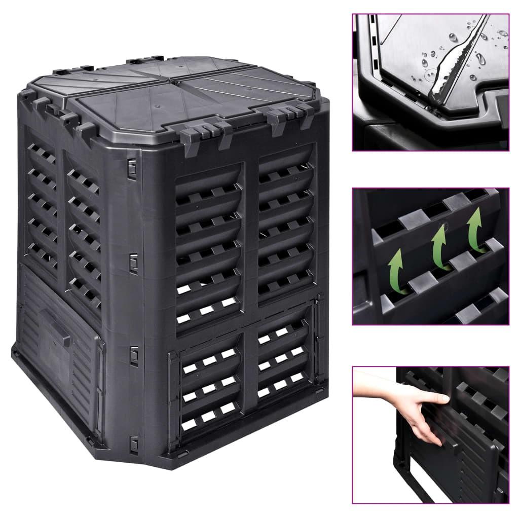 Kompostbeholder 68,9x68,9x83,9 cm 360 l sort