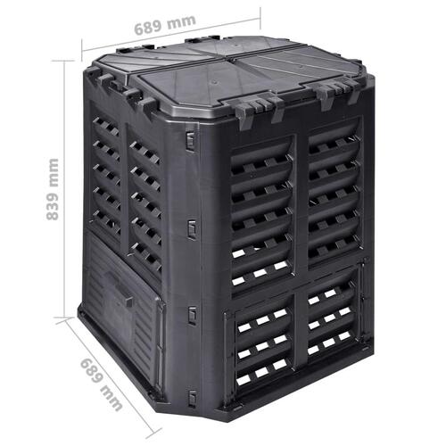 Kompostbeholder 68,9x68,9x83,9 cm 360 l sort