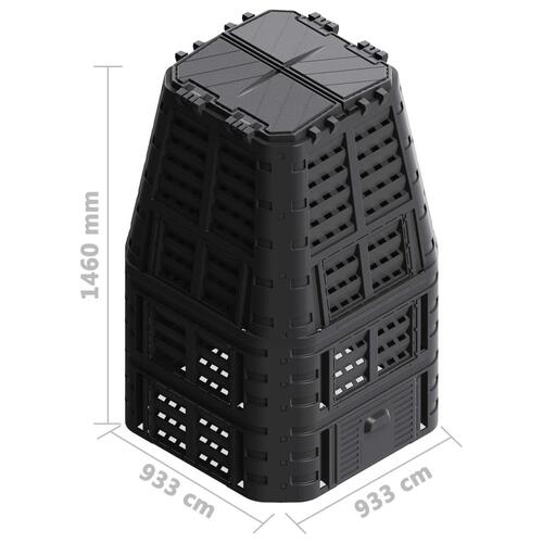 Kompostbeholder 93,3x93,3x146 cm 1000 l sort