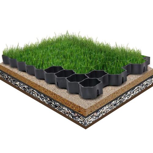 Græsarmering 16 stk. 60x40x3 cm plast sort