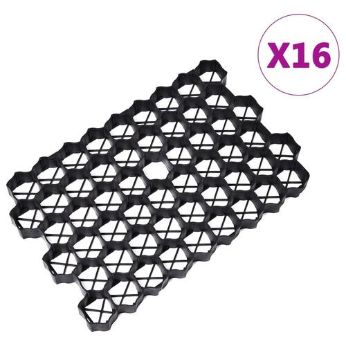 Græsarmering 16 stk. 60x40x3 cm plast sort