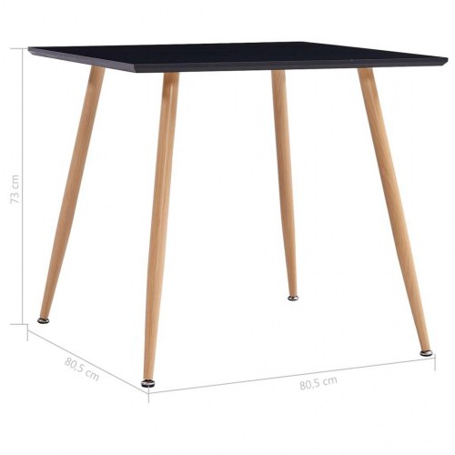 Spisebord 80,5 x 80,5 x 73 cm MDF sort og egetræsfarve