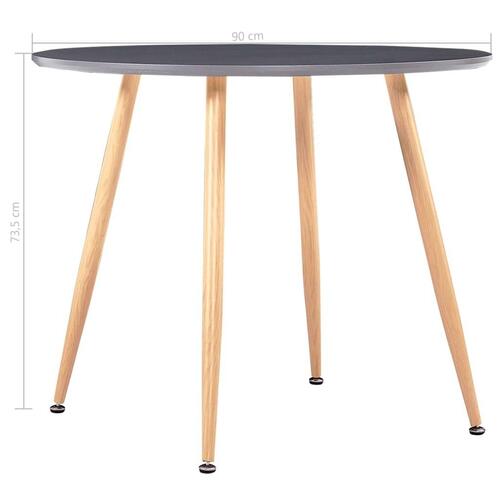 Spisebord 90 x 73,5 cm MDF grå og egetræsfarve