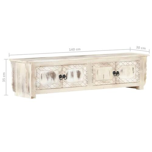 Tv-skab 140x30x35 cm massivt mangotræ hvid