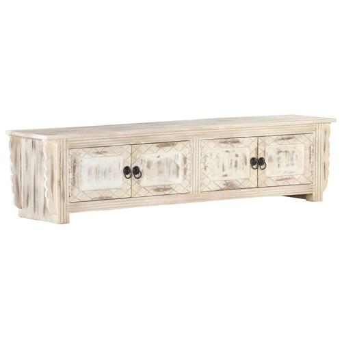 Tv-skab 140x30x35 cm massivt mangotræ hvid