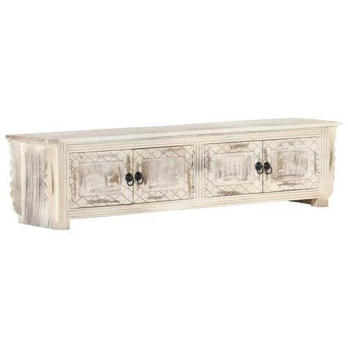 Tv-skab 140x30x35 cm massivt mangotræ hvid