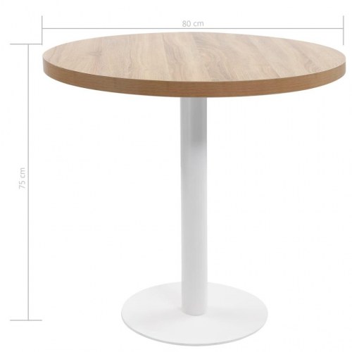 Bistrobord 80 cm - rund bordplade i MDF, lysebrun/hvid