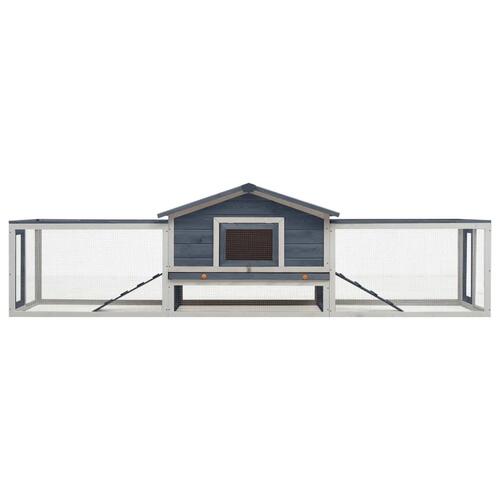 Kaninbur 310x70x87 cm massivt fyrre- og grantræ grå