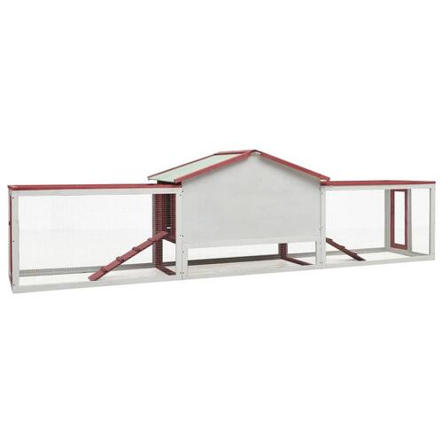 Kaninbur 310x70x87 cm massivt fyrretræ og grantræ rød