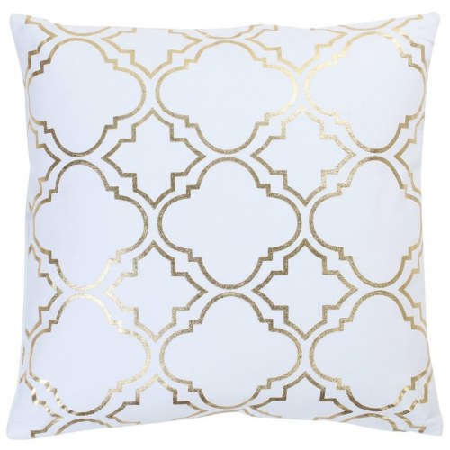 Puder 2 stk. med folieprint 40x40 cm bomuld hvid og guldfarvet