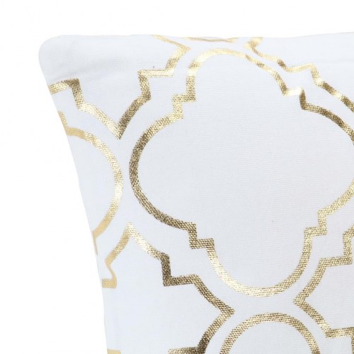 Puder 2 stk. med folieprint 40x40 cm bomuld hvid og guldfarvet