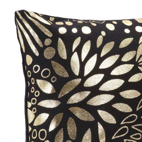 Puder 2 stk. med folieprint 40x40 cm bomuld sort og guldfarvet
