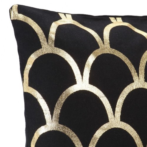 Puder 2 stk. med folieprint 40x40 cm bomuld sort og guldfarvet