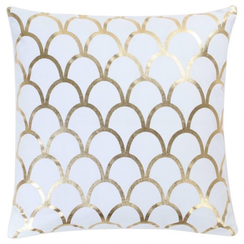 Puder 2 stk. med folieprint 40x40 cm bomuld hvid og guldfarvet