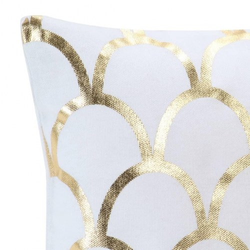 Puder 2 stk. med folieprint 40x40 cm bomuld hvid og guldfarvet