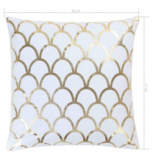 Puder 2 stk. med folieprint 40x40 cm bomuld hvid og guldfarvet