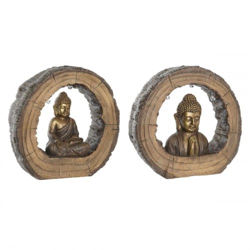 Dekoration Buddha figur sæt 2 stk - 40 × 13 × 40 cm gylden/brun
