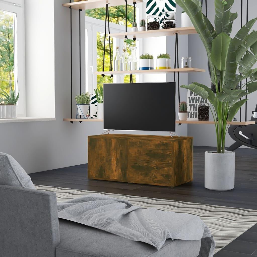 Tv-bord 80x34x36 cm konstrueret træ røget egetræsfarve