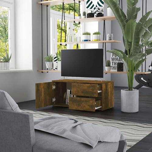 Tv-bord 80x34x36 cm konstrueret træ røget egetræsfarve