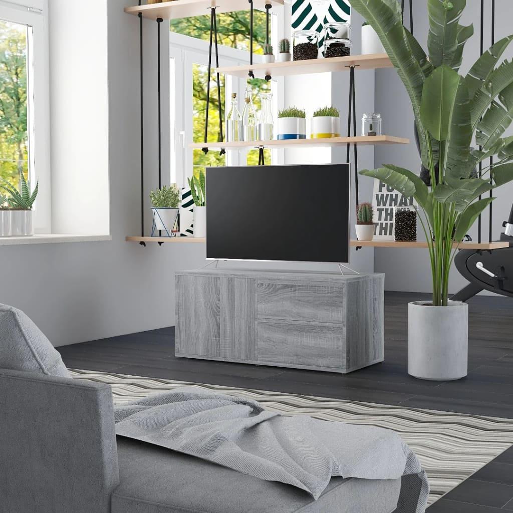 Tv-bord 80x34x36 cm konstrueret træ grå sonoma-eg