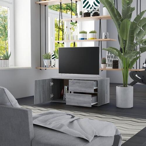 Tv-bord 80x34x36 cm konstrueret træ grå sonoma-eg