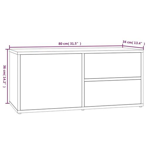 Tv-bord 80x34x36 cm konstrueret træ grå sonoma-eg