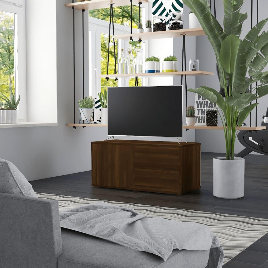 Tv-bord 80x34x36 cm konstrueret træ brun egetræsfarve