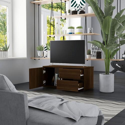 Tv-bord 80x34x36 cm konstrueret træ brun egetræsfarve