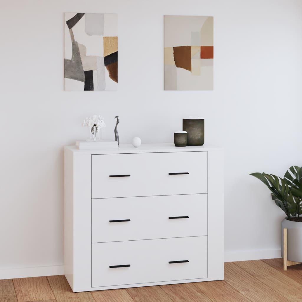 Skænk 80x33x70 cm konstrueret træ hvid højglans