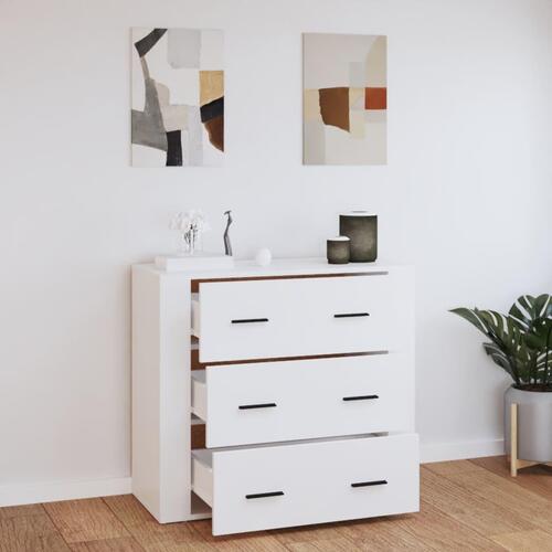 Skænk 80x33x70 cm konstrueret træ hvid højglans