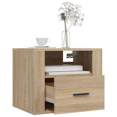 Væghængt sengebord 50x36x40 cm Sonoma-eg