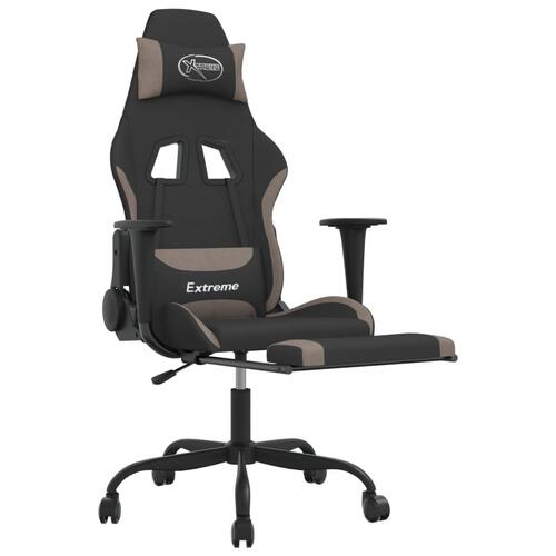 Gamingstol med massagefunktion + fodstøtte stof sort og gråbrun