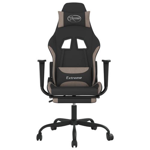 Gamingstol med massagefunktion + fodstøtte stof sort og gråbrun
