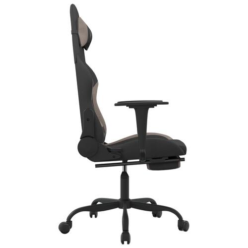 Gamingstol med massagefunktion + fodstøtte stof sort og gråbrun