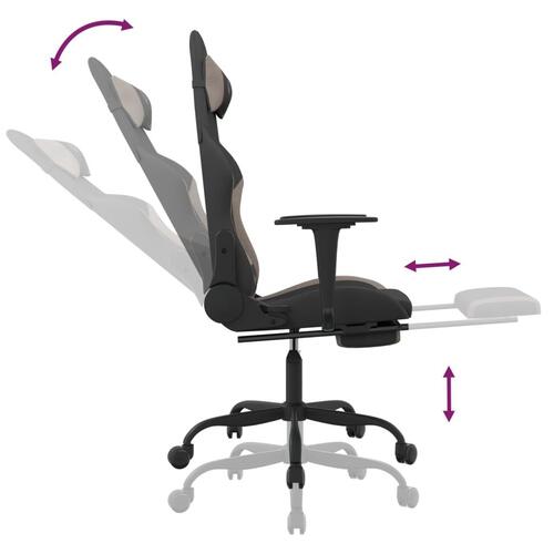 Gamingstol med massagefunktion + fodstøtte stof sort og gråbrun