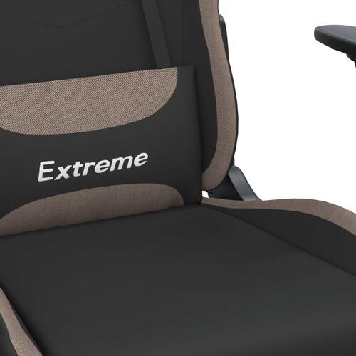 Gamingstol med massagefunktion + fodstøtte stof sort og gråbrun
